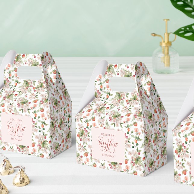 Berry First Birthday Favor Box Geschenkschachtel (Strawberry Floral Berry First Birthday Favor Box by Painted Paperie
)