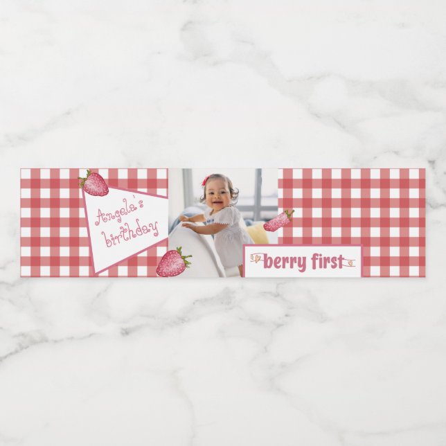 Berry First Birthday Food and Beverage Label Set (Einzelnes Label)
