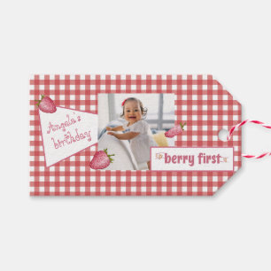 Berry First Birthday Food and Beverage Label Set Geschenkanhänger