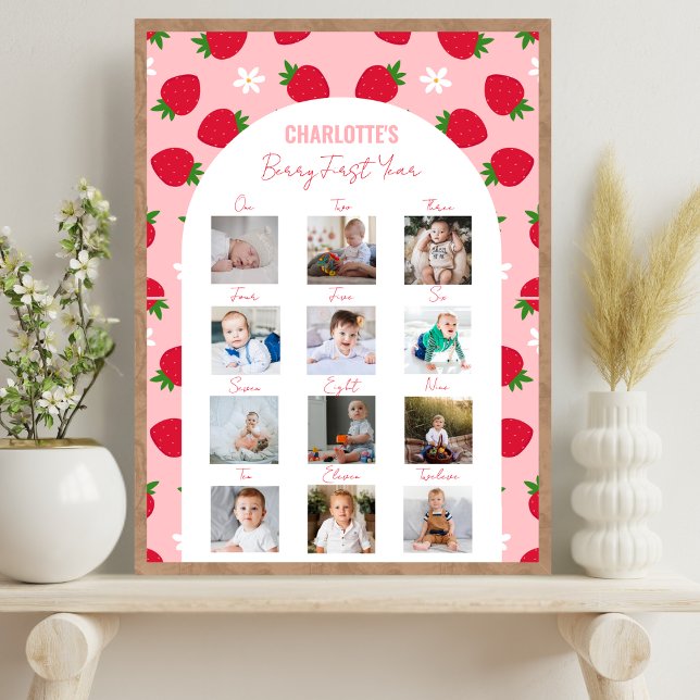 Berry First Birthday Foto Meilenstein Sweet One Poster (Von Creator hochgeladen)