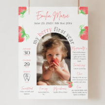 Berry First Birthday Foto Signature Template 1. Ge