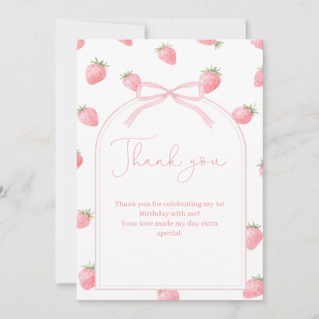 Berry First Birthday Girl Dankeskarte (Vorderseite)