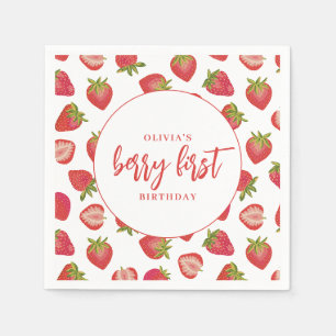 Berry First Birthday Girls Erdbeere Serviette