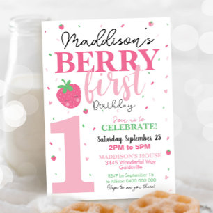 Berry First Birthday Invitation 1er Birthday Girl