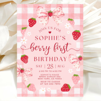 Berry first birthday invitation, 1st birthday einladung