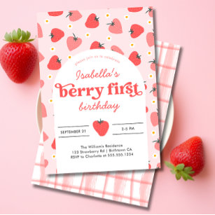 Berry First Birthday Invitation fraise