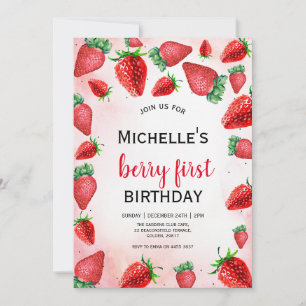 Berry First Birthday Invite, Strawberry Birthday Einladung