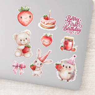 Berry First Birthday Kids Strawberry Aufkleber