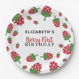 Berry First Birthday Niedlich Strawberry Girl Cust Pappteller