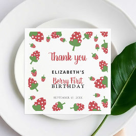 Berry First Birthday Niedlich Strawberry Girl Cust Serviette