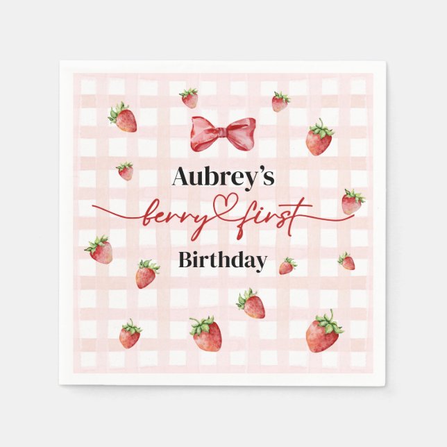 Berry First Birthday Paper Napkin Serviette (Vorderseite)