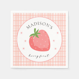 Berry First Birthday Paper Napkin Strawberry Party Serviette