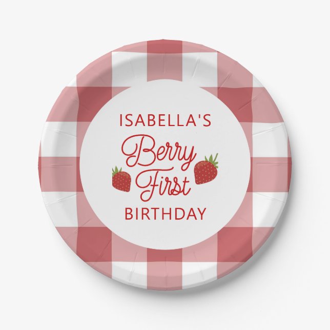 Berry First Birthday Paper Plate Pappteller (Vorderseite)