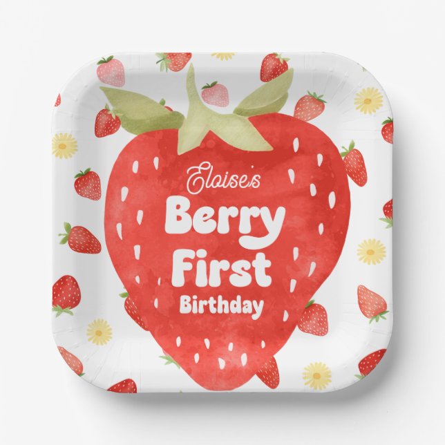 Berry First Birthday Paper Tellers Pappteller (Vorderseite)
