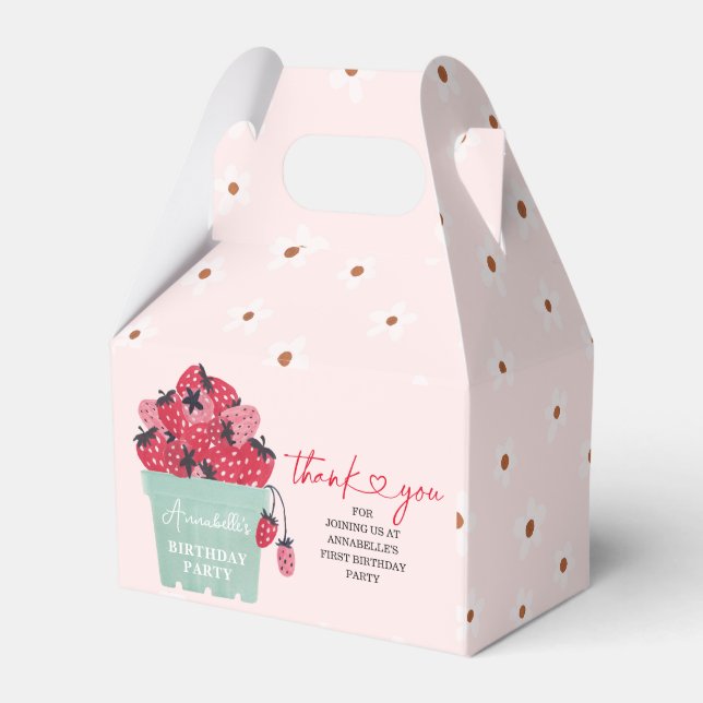Berry First Birthday Party Einladung Strawberry Geschenkschachtel (Vorderseite)