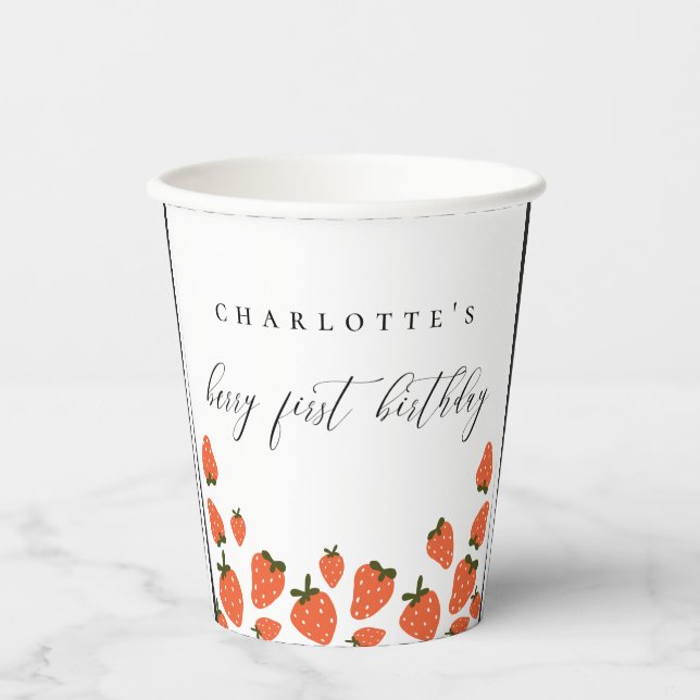Berry First Birthday Party Pappbecher (Vorderseite)