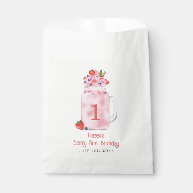 Berry First Birthday Party Smoothie Geschenktütchen (Vorderseite)