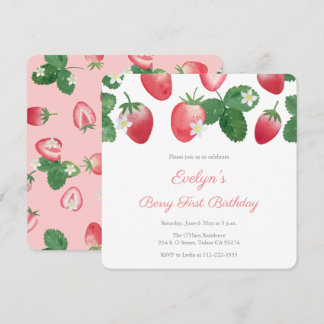 Berry First Birthday Party Strawberries Einladung