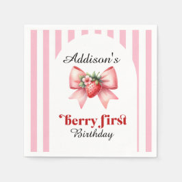Berry First Birthday Party Strawberry Coquette Serviette