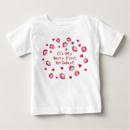 Berry First Birthday Party Strawberry Hearts Baby T-shirt