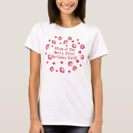 Berry First Birthday Party Strawberry Hearts Mama T-Shirt