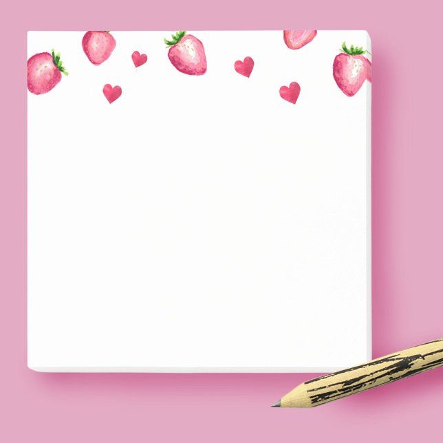 Berry First Birthday Party Strawberry Hearts Post-it Klebezettel (Von Creator hochgeladen)