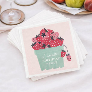 Berry First Birthday Party Strawberry Serviette