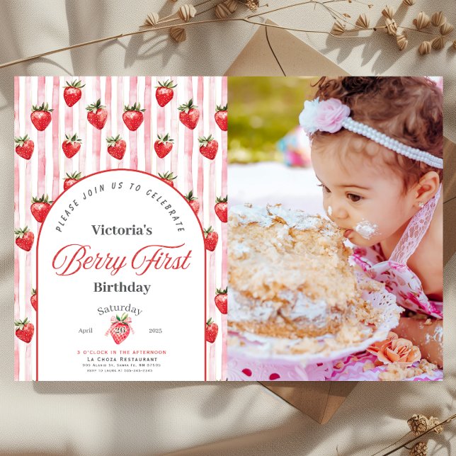 Berry First Birthday Photo Invitation (Créateur téléchargé)