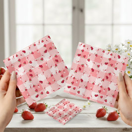 Berry First Birthday Red Gingham Bows Seidenpapier