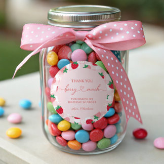 Berry First Birthday Round Sticker Labels