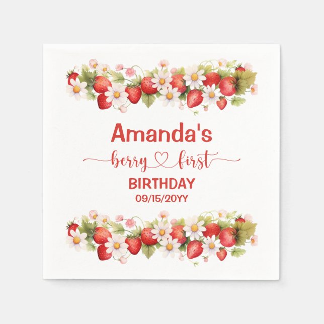 Berry First Birthday Serviette (Vorderseite)