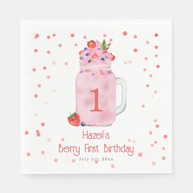 Berry First Birthday Smoothie Serviette (Vorderseite)