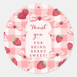 Berry First Birthday Stickers Red Gingham Bows