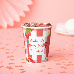 Berry First Birthday - Strawberry 1. Girl-Party Pappbecher