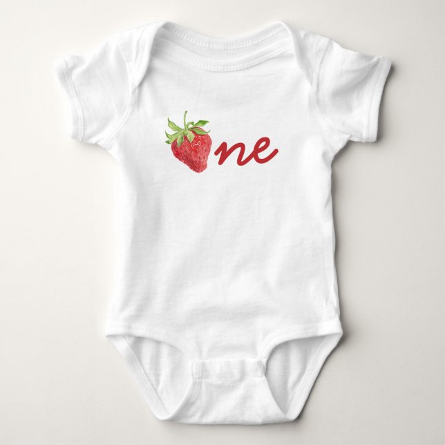 Berry First Birthday Strawberry 1st Birthday Girl Baby Strampler (Vorderseite)