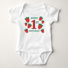 Berry First Birthday Strawberry Baby Outfit Strampler