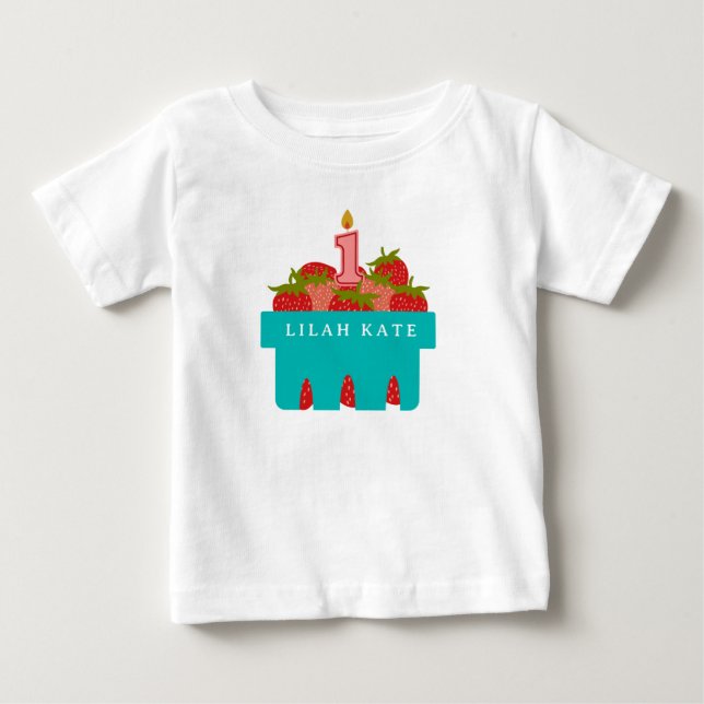 Berry First Birthday Strawberry Basket Baby T-shirt (Vorderseite)
