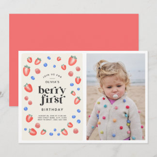Berry First Birthday Strawberry Birthday Invitati Einladung
