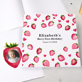 Berry First Birthday Strawberry Custom Photo Gästebuch