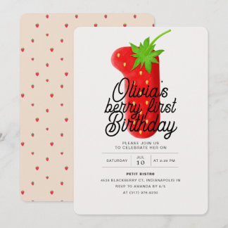 Berry First Birthday Strawberry Einladung