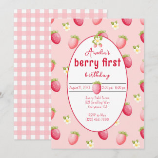 Berry First Birthday Strawberry Einladung