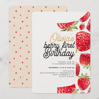 Berry First Birthday Strawberry Einladung