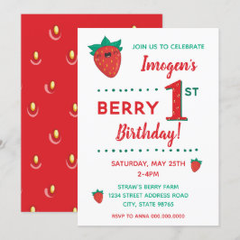 Berry First Birthday Strawberry Einladung