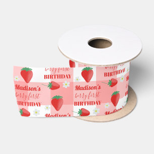 Berry First Birthday Strawberry Erster Name Satinband