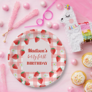 Berry First Birthday Strawberry First 1. Willkomme Pappteller