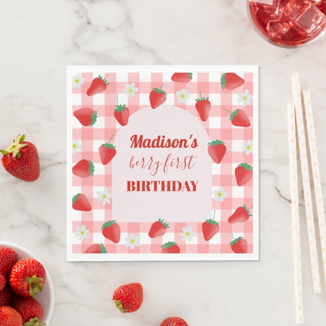 Berry First Birthday Strawberry First 1. Willkomme Serviette (Beispiel)