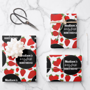 Berry First Birthday Strawberry Geschenkpapier Set