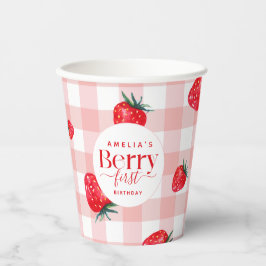Berry First Birthday Strawberry Girl Pappbecher