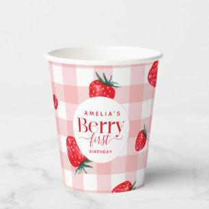 Berry First Birthday Strawberry Girl Pappbecher