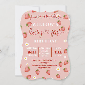 Berry First Birthday Themed Party Einladungen